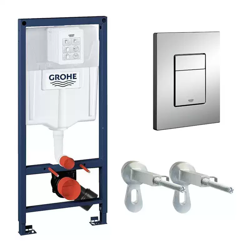 Инсталляция для унитаза подвесного стандартная, комплект Grohe rapid SL хром, квадрат, двойная 3в1 38772001